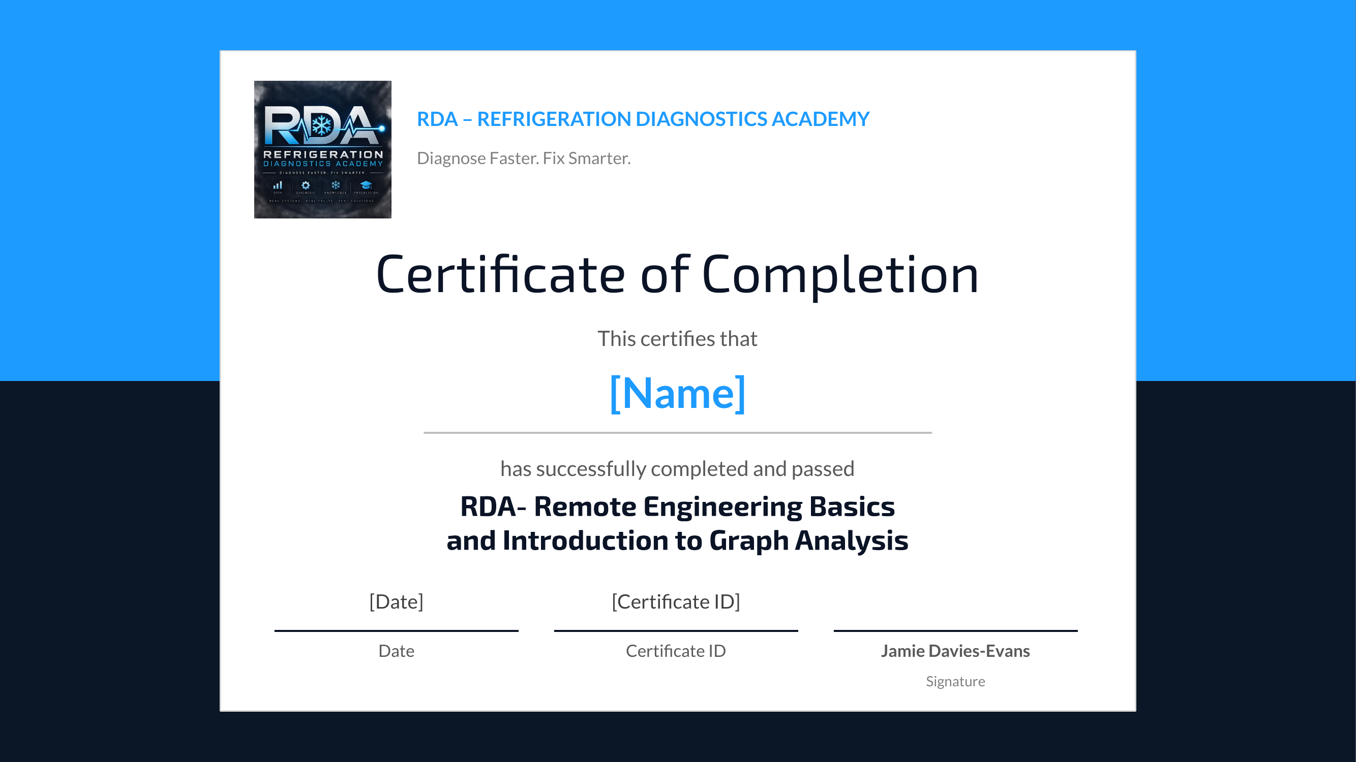 RDA Remote Engineering Certificate Preview